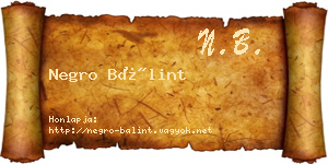 Negro Bálint névjegykártya